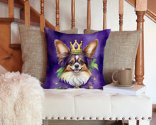 Load image into Gallery viewer, Papillon King of Mardi Gras Throw Pillow - 14x14 Decorative Pillow – Art for Your Home &amp; Patio