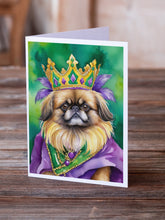 Load image into Gallery viewer, Pekingese King of Mardi Gras Greeting Cards - Blank Note Cards – 8-Pack of Artist-Designed Cards with Envelopes