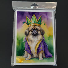 Load image into Gallery viewer, Pekingese King of Mardi Gras Greeting Cards - Blank Note Cards – 8-Pack of Artist-Designed Cards with Envelopes
