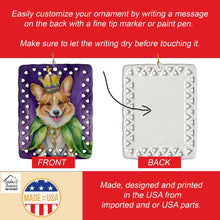 Load image into Gallery viewer, Corgi King of Mardi Gras Porcelain Ornament