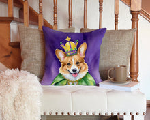 Load image into Gallery viewer, Corgi King of Mardi Gras Throw Pillow - 14x14 Decorative Pillow – Art for Your Home &amp; Patio