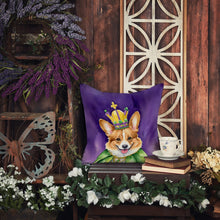 Load image into Gallery viewer, Corgi King of Mardi Gras Throw Pillow - 14x14 Decorative Pillow – Art for Your Home &amp; Patio