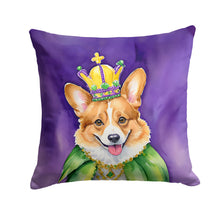 Load image into Gallery viewer, Corgi King of Mardi Gras Throw Pillow - 14x14 Decorative Pillow – Art for Your Home &amp; Patio
