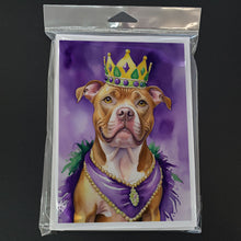 Load image into Gallery viewer, Pit Bull Terrier King of Mardi Gras Greeting Cards - Blank Note Cards – 8-Pack of Artist-Designed Cards with Envelopes
