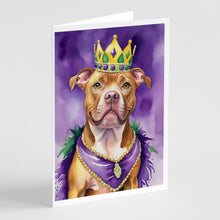 Load image into Gallery viewer, Pit Bull Terrier King of Mardi Gras Greeting Cards - Blank Note Cards – 8-Pack of Artist-Designed Cards with Envelopes