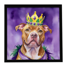 Load image into Gallery viewer, Pit Bull Terrier King of Mardi Gras Framed Metal Print