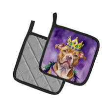 Load image into Gallery viewer, Pit Bull Terrier King of Mardi Gras Pot Holders - Set of 2 Decorative Kitchen Helpers | Made in the USA