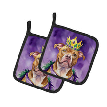 Load image into Gallery viewer, Pit Bull Terrier King of Mardi Gras Pot Holders - Set of 2 Decorative Kitchen Helpers | Made in the USA
