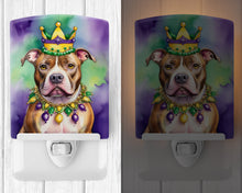 Load image into Gallery viewer, Pit Bull Terrier King of Mardi Gras Ceramic Night Light