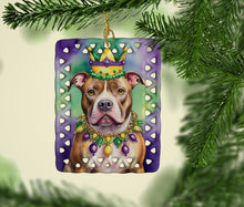 Load image into Gallery viewer, Pit Bull Terrier King of Mardi Gras Porcelain Ornament