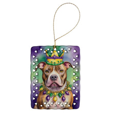 Load image into Gallery viewer, Pit Bull Terrier King of Mardi Gras Porcelain Ornament