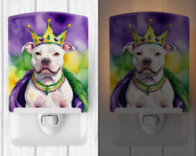 Load image into Gallery viewer, Pit Bull Terrier King of Mardi Gras Ceramic Night Light
