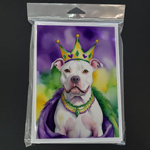 Load image into Gallery viewer, Pit Bull Terrier King of Mardi Gras Greeting Cards - Blank Note Cards – 8-Pack of Artist-Designed Cards with Envelopes