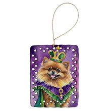Load image into Gallery viewer, Pomeranian King of Mardi Gras Porcelain Ornament