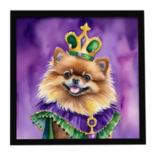 Load image into Gallery viewer, Pomeranian King of Mardi Gras Framed Metal Print