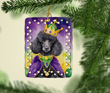 Load image into Gallery viewer, Black Poodle King of Mardi Gras Porcelain Ornament
