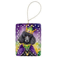 Load image into Gallery viewer, Black Poodle King of Mardi Gras Porcelain Ornament