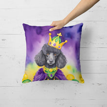Load image into Gallery viewer, Black Poodle King of Mardi Gras Throw Pillow