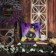 Load image into Gallery viewer, Black Poodle King of Mardi Gras Throw Pillow