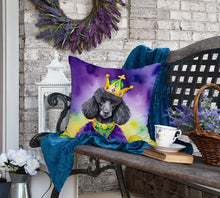 Load image into Gallery viewer, Black Poodle King of Mardi Gras Throw Pillow