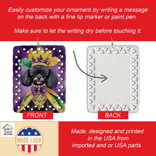 Load image into Gallery viewer, Black Poodle King of Mardi Gras Porcelain Ornament