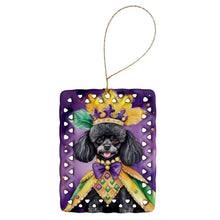 Load image into Gallery viewer, Black Poodle King of Mardi Gras Porcelain Ornament