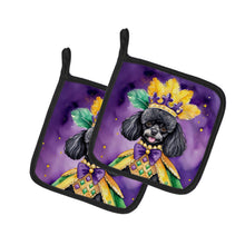 Load image into Gallery viewer, Black Poodle King of Mardi Gras Pot Holders - Set of 2 Decorative Kitchen Helpers | Made in the USA