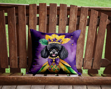 Load image into Gallery viewer, Black Poodle King of Mardi Gras Throw Pillow - 14x14 Decorative Pillow – Art for Your Home &amp; Patio