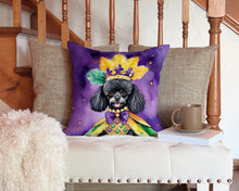 Load image into Gallery viewer, Black Poodle King of Mardi Gras Throw Pillow - 14x14 Decorative Pillow – Art for Your Home &amp; Patio
