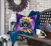Load image into Gallery viewer, Black Poodle King of Mardi Gras Throw Pillow