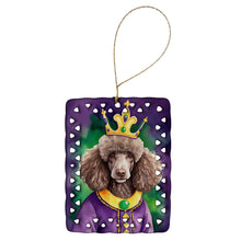 Load image into Gallery viewer, Chocolate Poodle King of Mardi Gras Porcelain Ornament