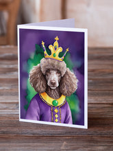 Load image into Gallery viewer, Chocolate Poodle King of Mardi Gras Greeting Cards - Blank Note Cards – 8-Pack of Artist-Designed Cards with Envelopes