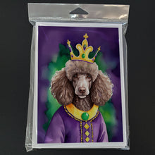 Load image into Gallery viewer, Chocolate Poodle King of Mardi Gras Greeting Cards - Blank Note Cards – 8-Pack of Artist-Designed Cards with Envelopes