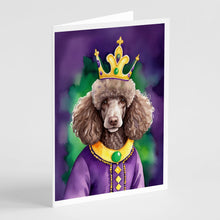 Load image into Gallery viewer, Chocolate Poodle King of Mardi Gras Greeting Cards - Blank Note Cards – 8-Pack of Artist-Designed Cards with Envelopes