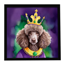 Load image into Gallery viewer, Chocolate Poodle King of Mardi Gras Framed Metal Print