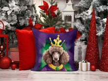 Load image into Gallery viewer, Chocolate Poodle King of Mardi Gras Throw Pillow - 14x14 Decorative Pillow – Art for Your Home &amp; Patio