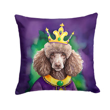 Load image into Gallery viewer, Chocolate Poodle King of Mardi Gras Throw Pillow - 14x14 Decorative Pillow – Art for Your Home &amp; Patio