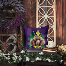 Load image into Gallery viewer, Chocolate Poodle King of Mardi Gras Throw Pillow