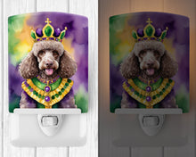 Load image into Gallery viewer, Chocolate Poodle King of Mardi Gras Ceramic Night Light