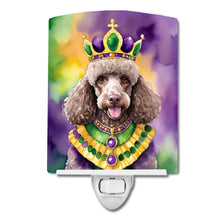 Load image into Gallery viewer, Chocolate Poodle King of Mardi Gras Ceramic Night Light