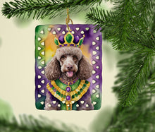 Load image into Gallery viewer, Chocolate Poodle King of Mardi Gras Porcelain Ornament