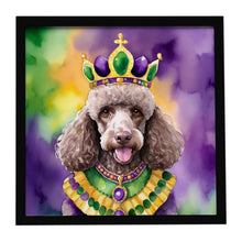 Load image into Gallery viewer, Chocolate Poodle King of Mardi Gras Framed Metal Print