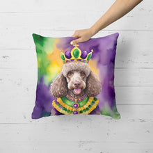 Load image into Gallery viewer, Chocolate Poodle King of Mardi Gras Throw Pillow