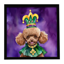 Load image into Gallery viewer, Poodle King of Mardi Gras Framed Metal Print