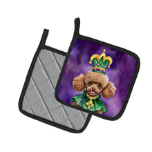 Load image into Gallery viewer, Poodle King of Mardi Gras Pot Holders - Set of 2 Decorative Kitchen Helpers | Made in the USA