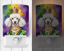 Load image into Gallery viewer, White Poodle King of Mardi Gras Ceramic Night Light