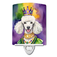 Load image into Gallery viewer, White Poodle King of Mardi Gras Ceramic Night Light