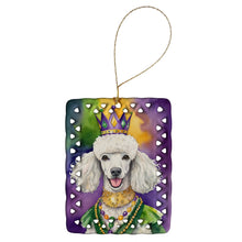 Load image into Gallery viewer, White Poodle King of Mardi Gras Porcelain Ornament