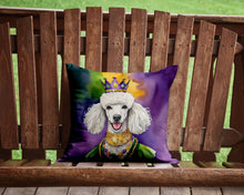 Load image into Gallery viewer, White Poodle King of Mardi Gras Throw Pillow - 14x14 Decorative Pillow – Art for Your Home &amp; Patio