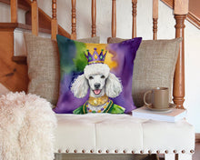 Load image into Gallery viewer, White Poodle King of Mardi Gras Throw Pillow - 14x14 Decorative Pillow – Art for Your Home &amp; Patio